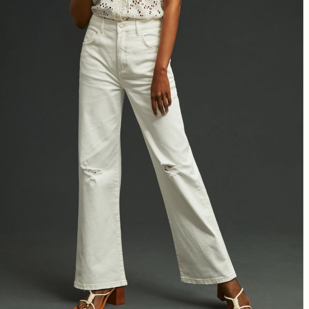 NWT Anthropologie White Pilcro The Joey High-Rise Straight Jeans Size 32